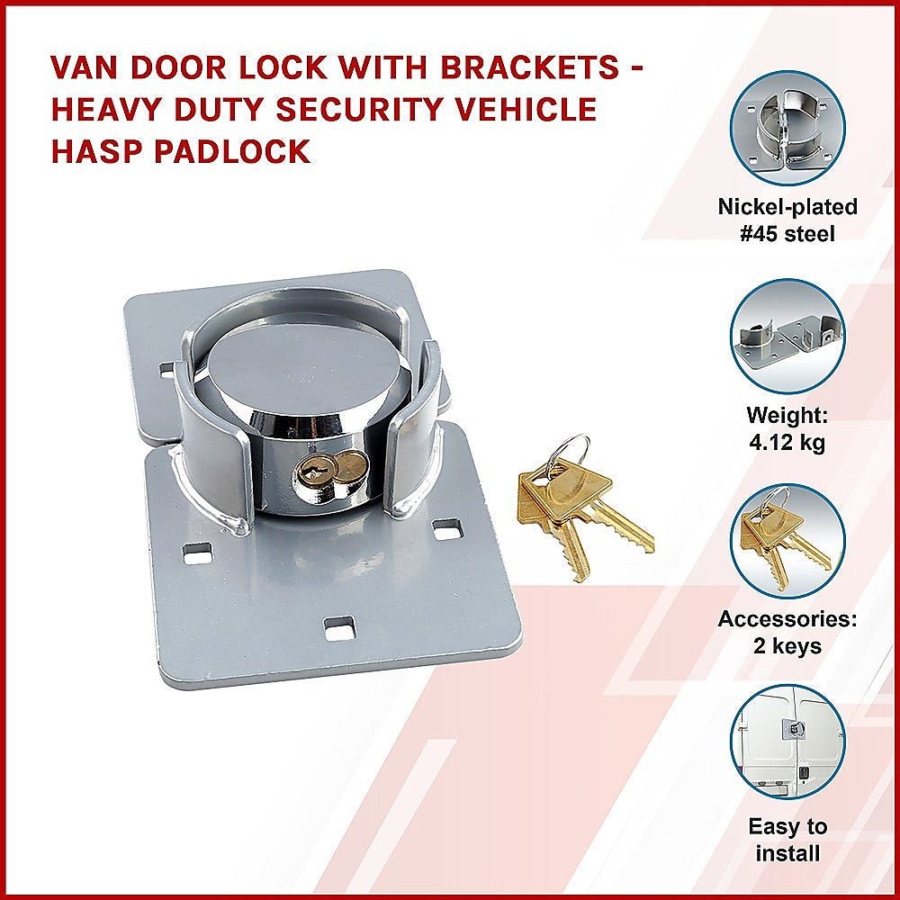 Heavy Duty Van Door Lock With Brackets Security Hasp Padlock For Vehicle Cargo Protection
