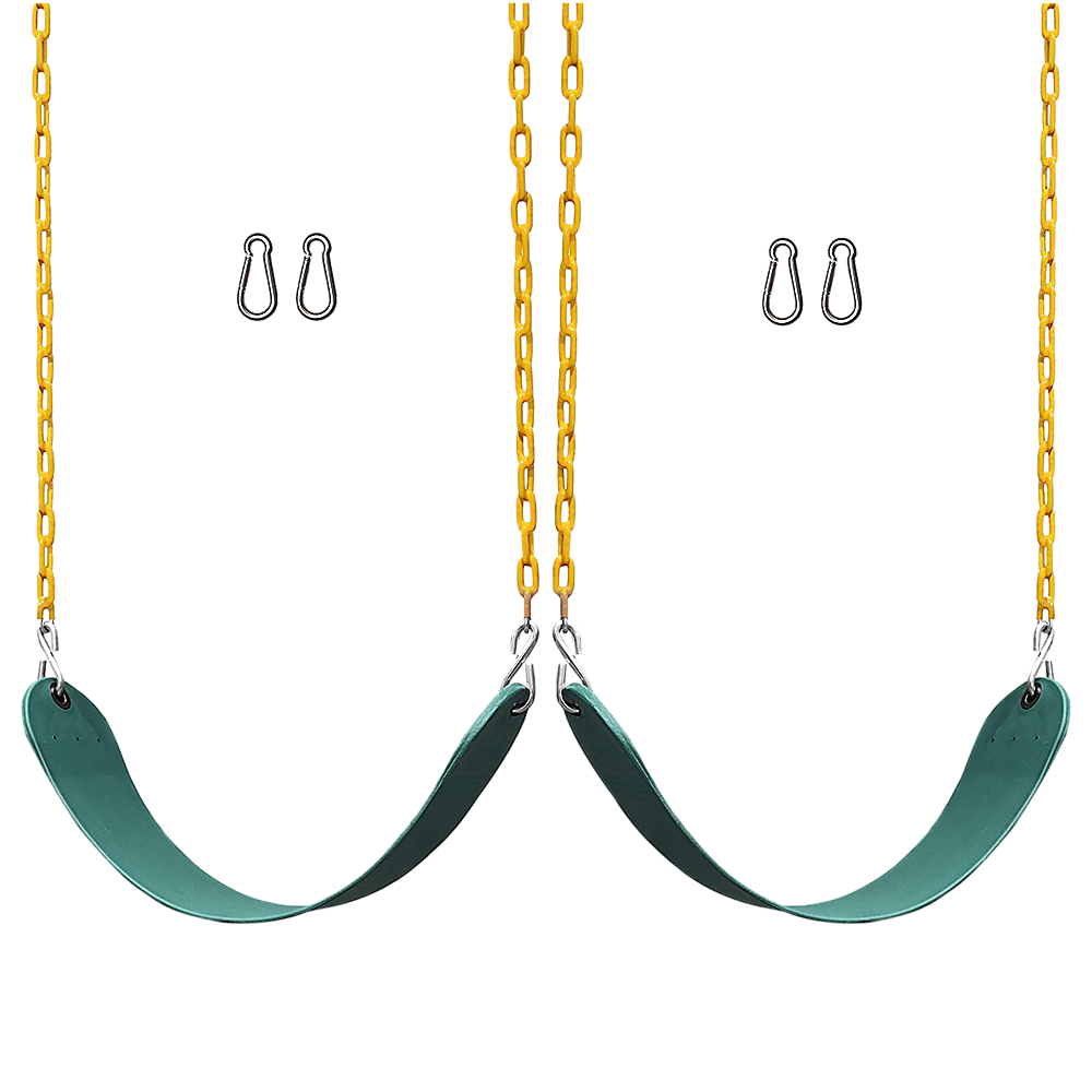 2 Pack Heavy Duty Playground Swing Seats with 66 Inch Plastic Coated Chains for Outdoor Backyard Play