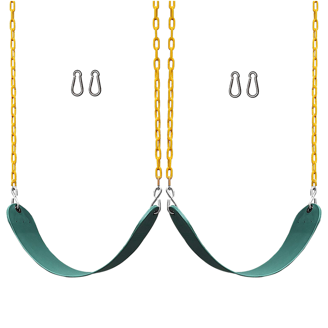 2 Pack Heavy Duty Swing Seats 66 Inch Plastic Coated Chains Backyard Play