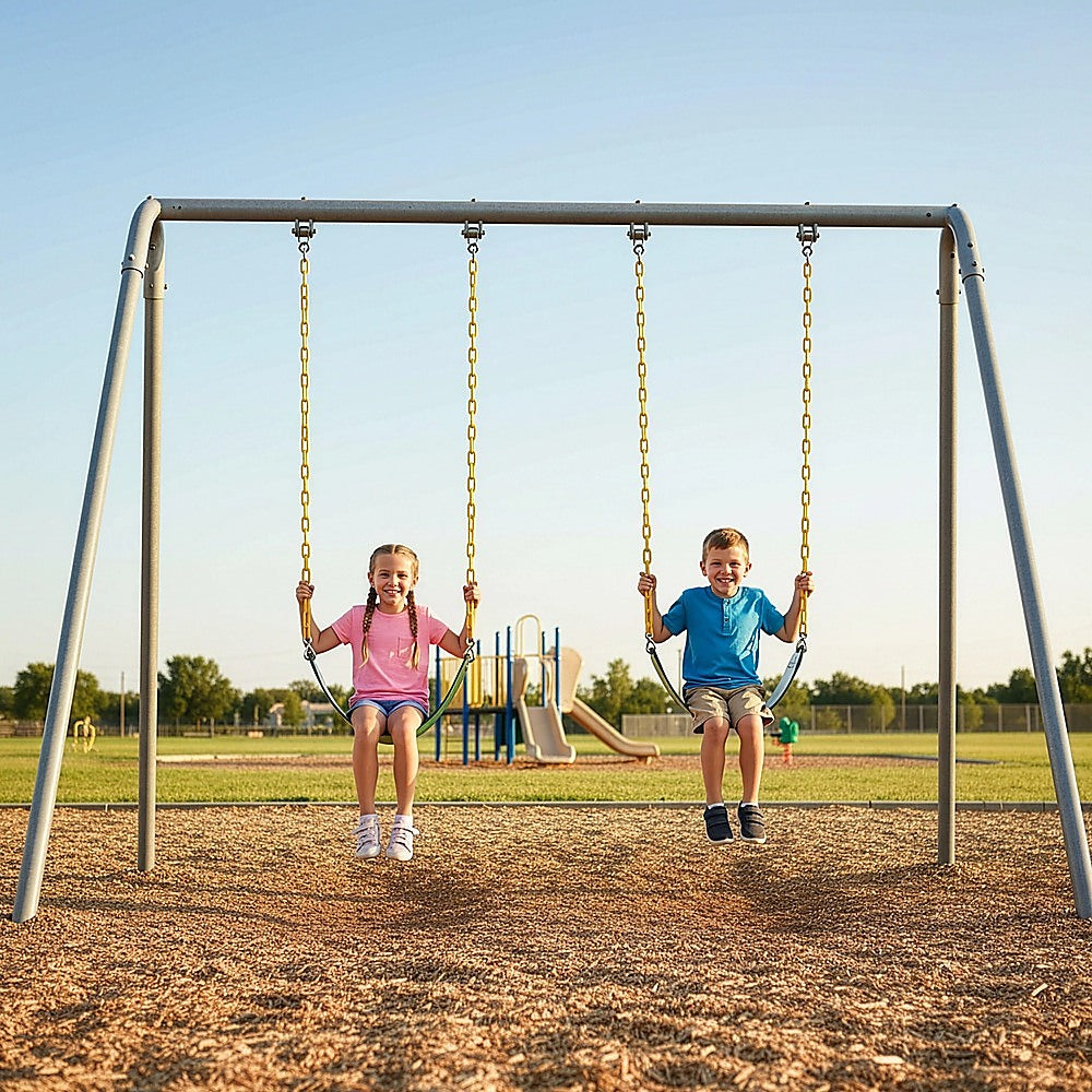 2 Pack Heavy Duty Playground Swing Seats with 66 Inch Plastic Coated Chains for Outdoor Backyard Play
