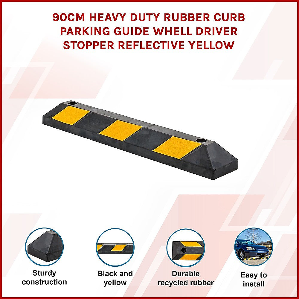 90cm Heavy Duty Rubber Curb Parking Guide Wheel Driveway Stopper - V63-826021