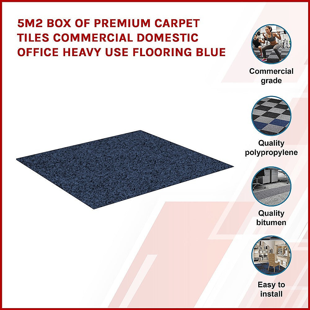 5m2 Box of Premium Carpet Tiles Commercial Domestic Office Heavy Us - V63-826041