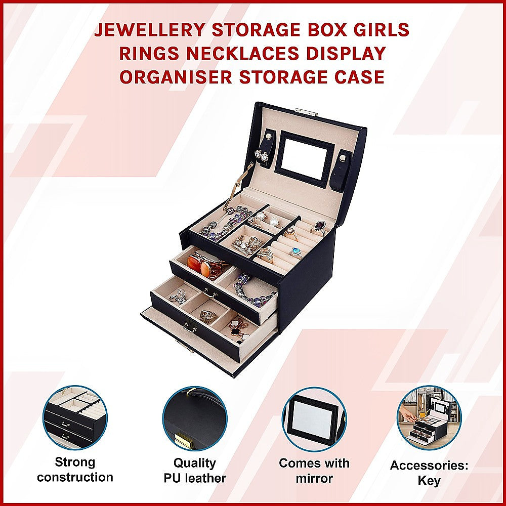 Jewellery Storage Box – Organiser Case for Rings, Necklaces and Accessories Display