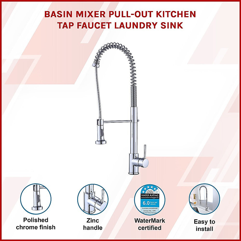 Basin Mixer Pull-Out Kitchen Tap Faucet Laundry Sink - V63-826221