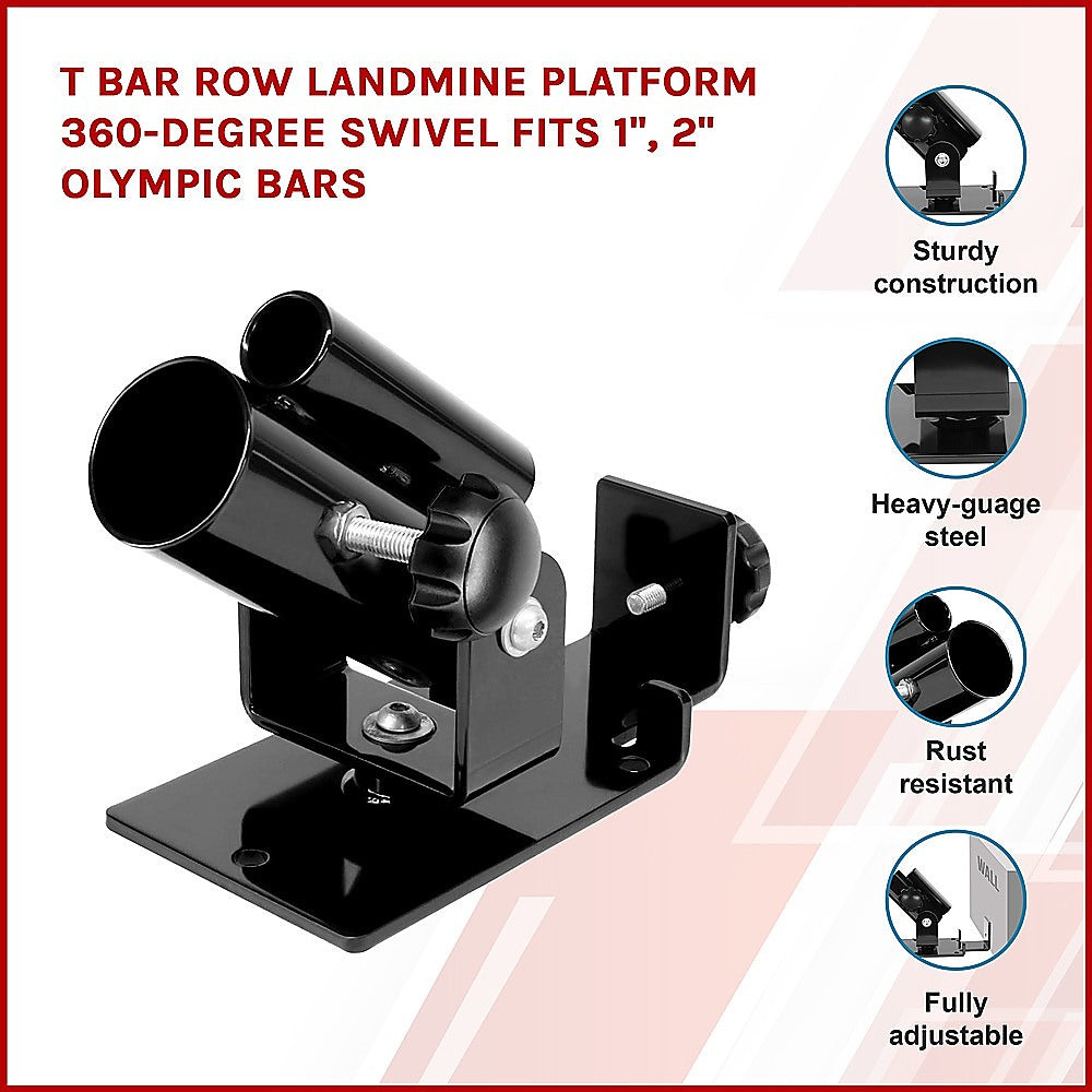 Landmine T Bar Row Platform 360 Degree Swivel for 1 & 2 Inch Bars Olympic