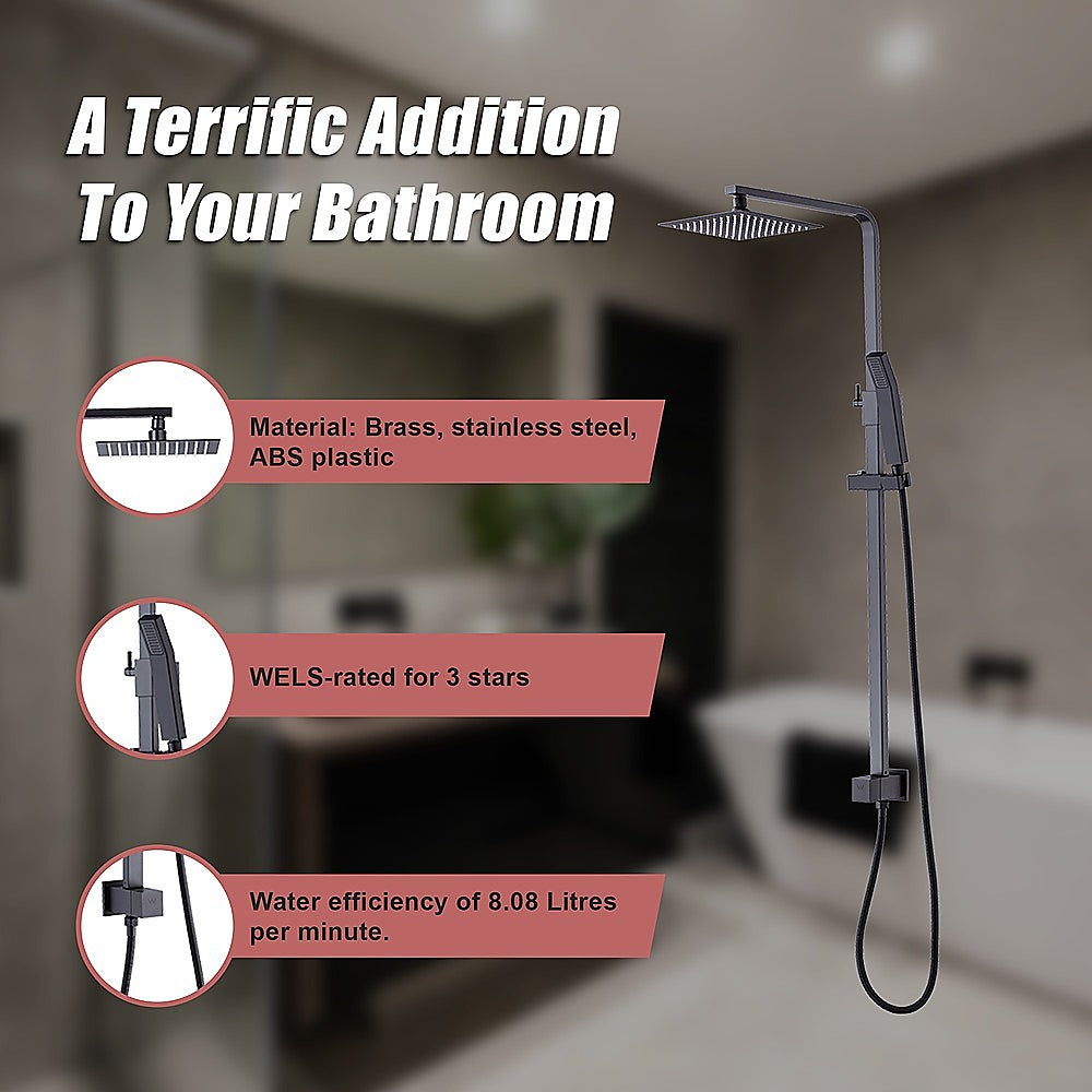 WELS 8" Rain Shower Head Set Square Dual Heads Faucet High Pressure - V63-827941