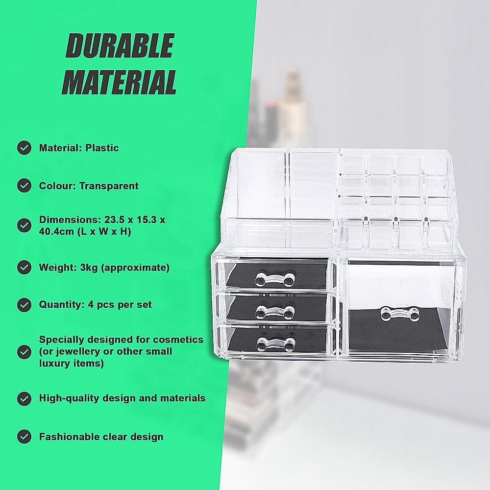 11 Drawers Clear Acrylic Tower Organiser Cosmetic jewellery - V63-831611