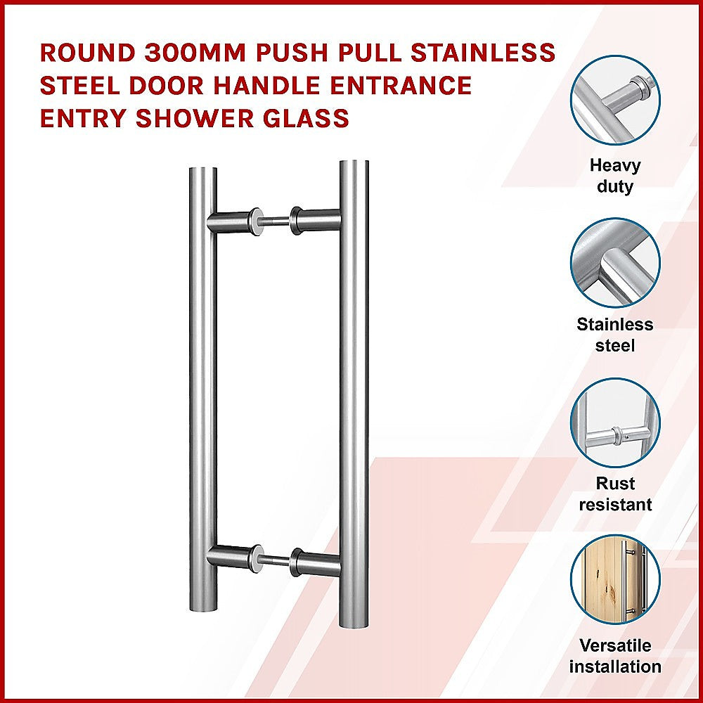 Round 300mm Stainless Steel Push Pull Door Handle for Wood Glass