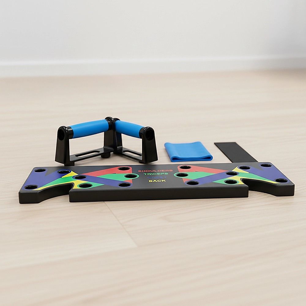 9 in 1 Push Up Board Yoga Bands Fitness Workout Train Gym Exercise Pushup Stand