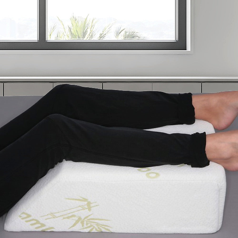 Cool Gel Memory Foam Wedge Pillow with Bamboo Cover for Bed & Lounge Comfort