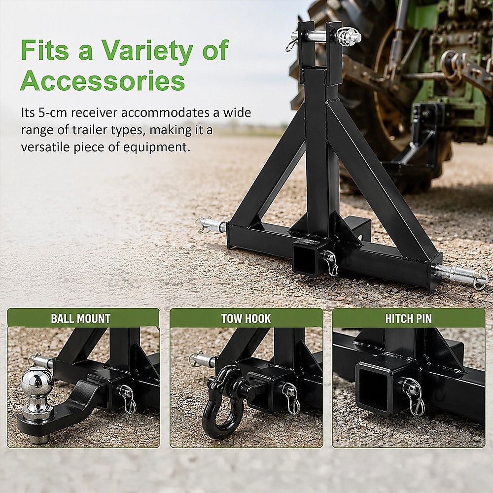 Heavy Duty Steel 3 Point 2" Trailer Hitch Receiver Tow Drawbar For Cat 1 Tractor
