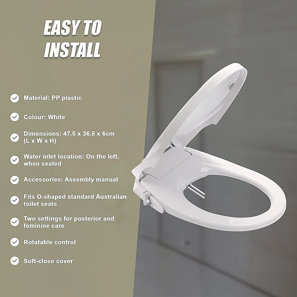 Non Electric Bidet Toilet Seat W/ Cover Bathroom Spray Water Wash - V63-836441
