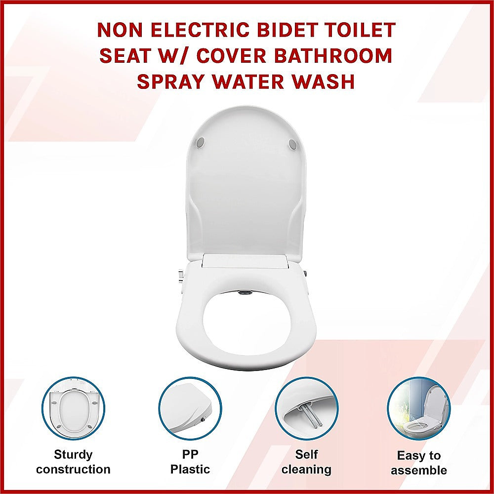 Non Electric Bidet Toilet Seat W/ Cover Bathroom Spray Water Wash - V63-836451