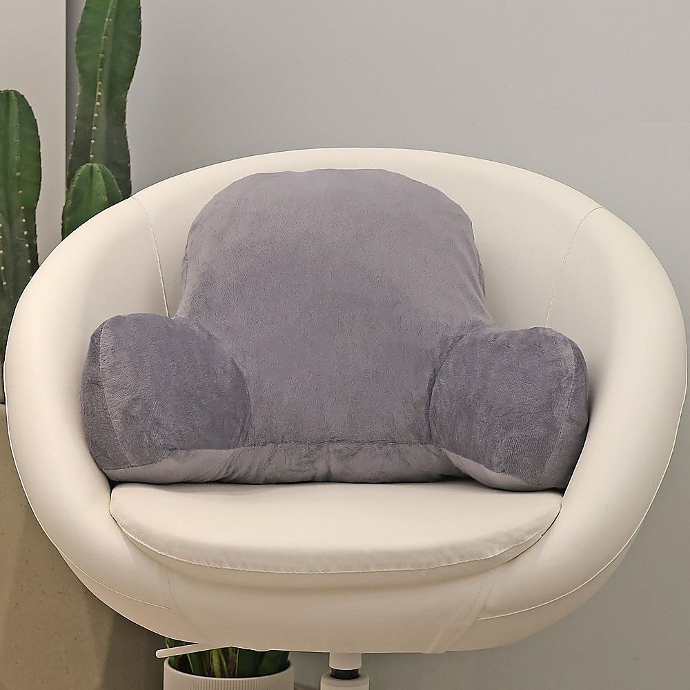 52cm Reading Pillow Back Rest with Arm Support Cushion – Dark Grey