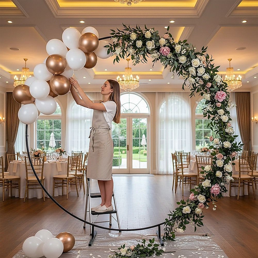 2M Wedding Hoop Round Circle Arch Backdrop Flower Display Stand Frame Background