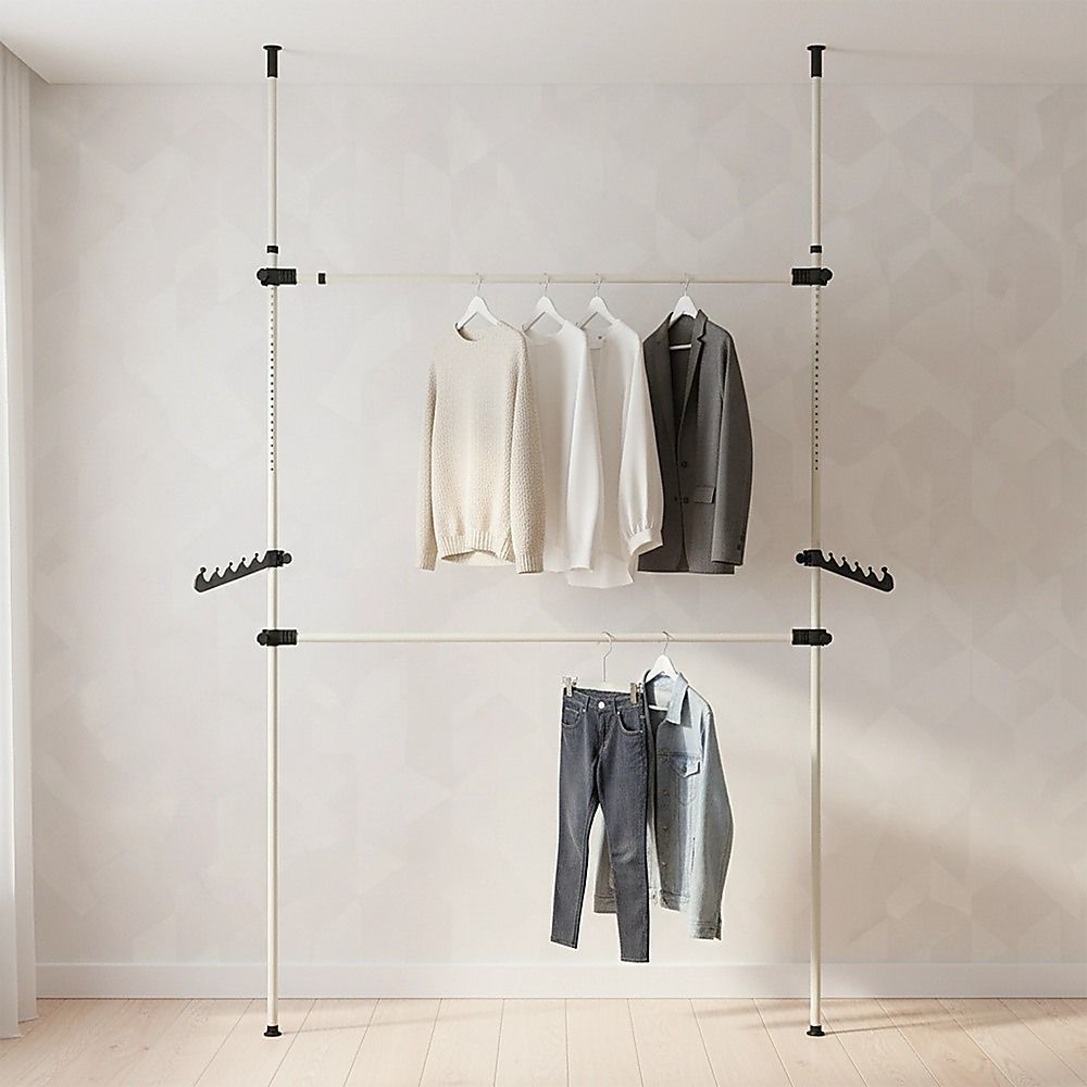 Heavy Duty Adjust Clothes Rail Storage Garment Shelf Hanging Display Stand Rack