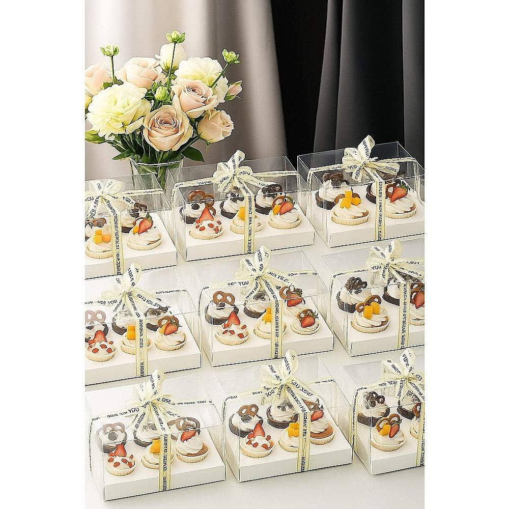 10Pcs Clear Dessert Boxes Cupcake Packaging – Transparent Bakery Cake Gift Boxes