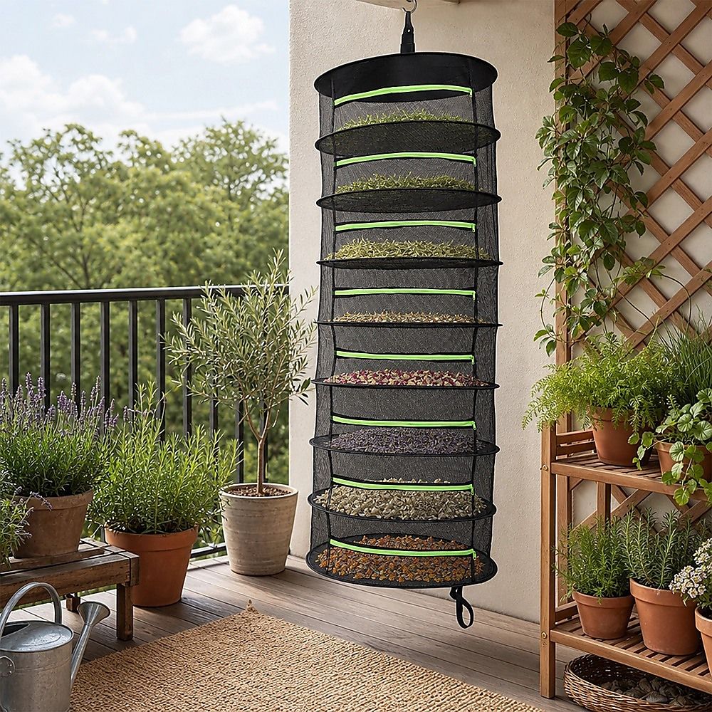 Herb Drying Rack Net 8 Layer Dryer Mesh Hanging Dryer Rack Zipper Dry Rack