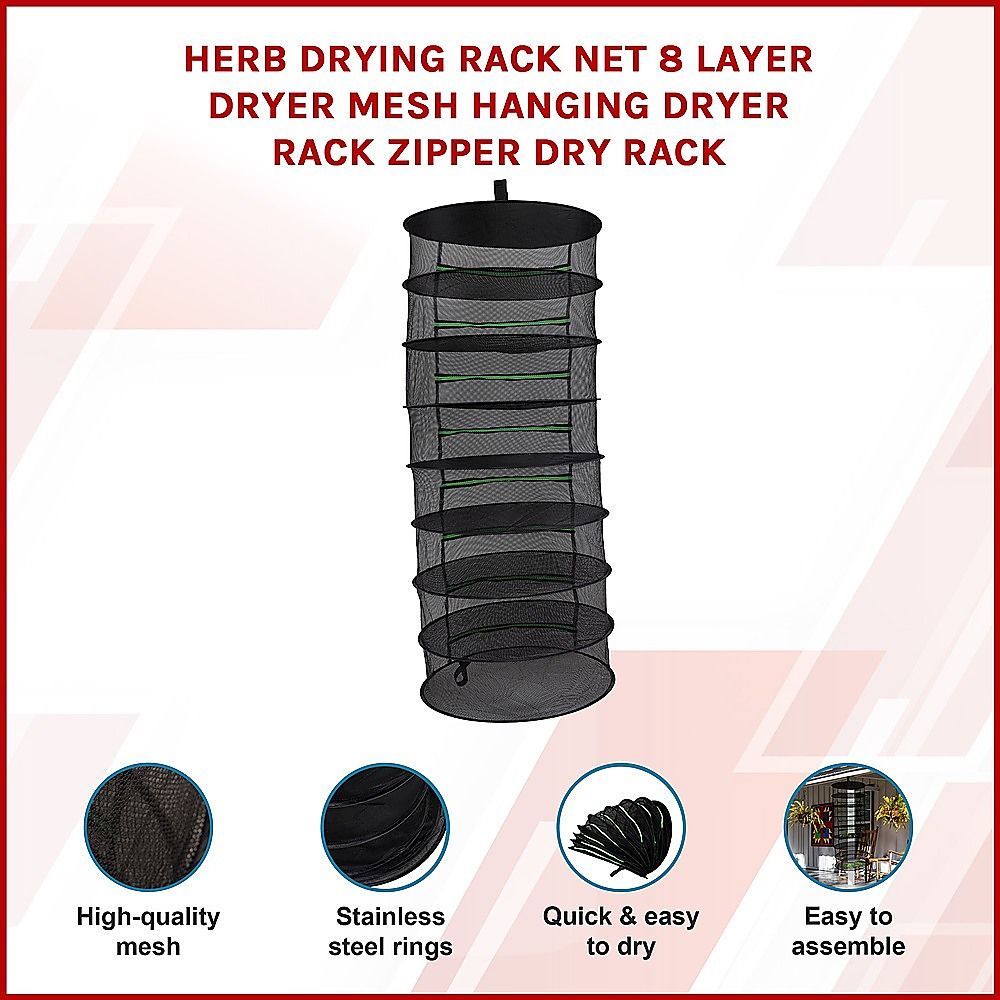 Herb Drying Rack Net 8 Layer Dryer Mesh Hanging Dryer Rack Zipper Dry Rack