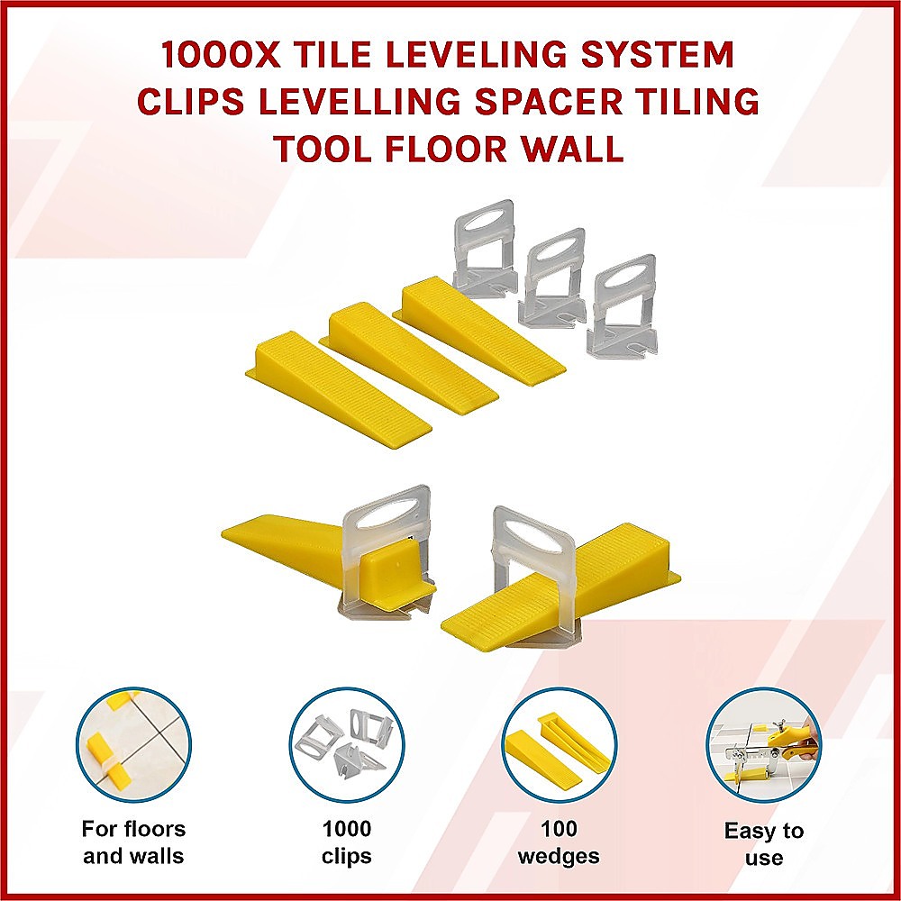1000 Pack Tile Levelling System Clips Floor And Wall Tiling - V63-839361