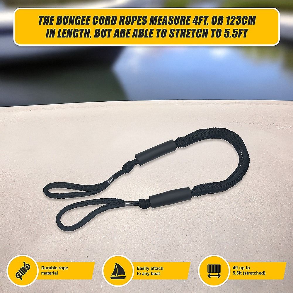 4 Pack Marine Bungee Dock Line Boat Mooring Rope Anchor Cord Stretch