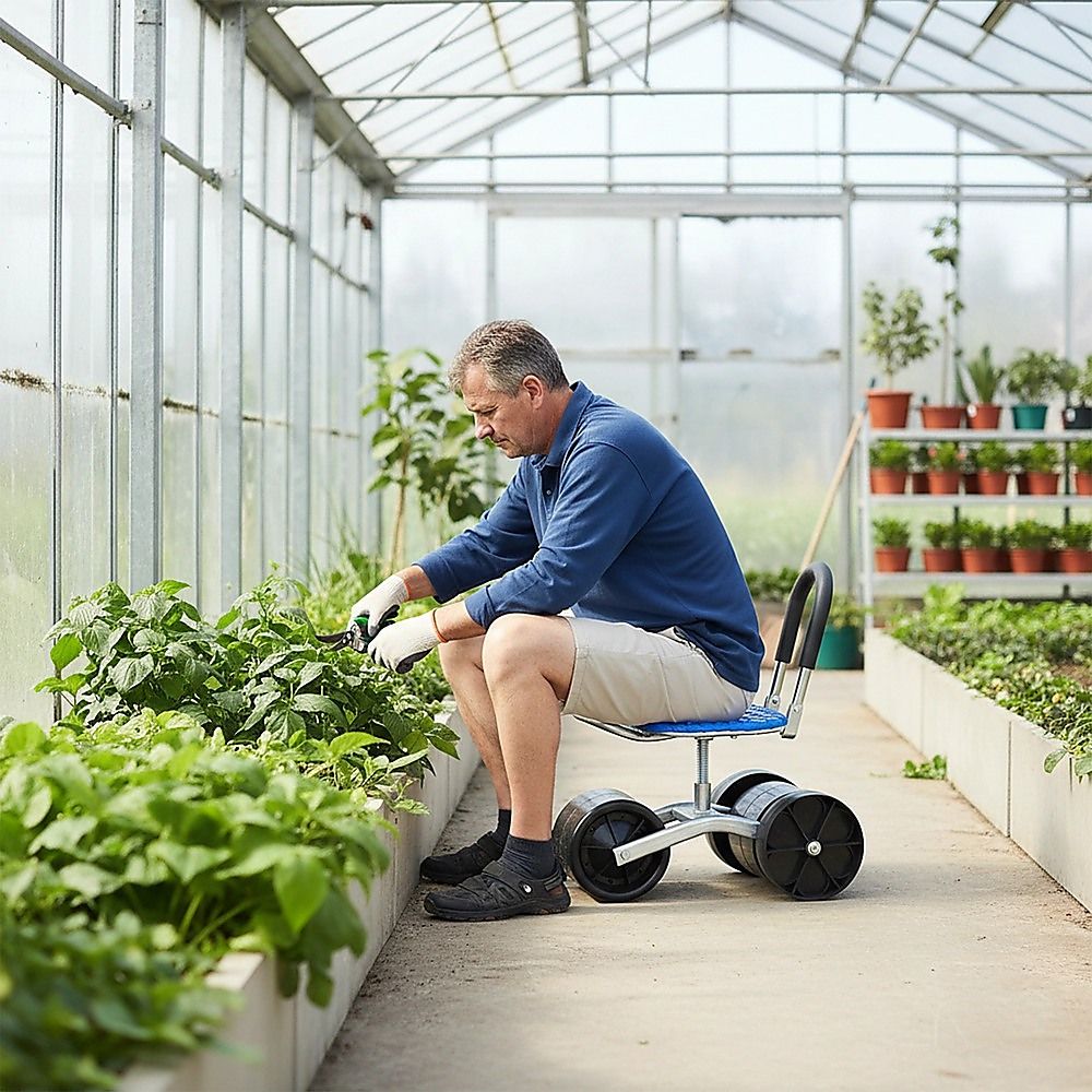 Gardening Seat Portable Height Adjustable Folding Stool With - V63-840571