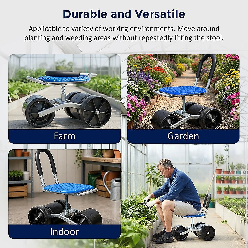 Gardening Seat Portable Height Adjustable Folding Stool With - V63-840571