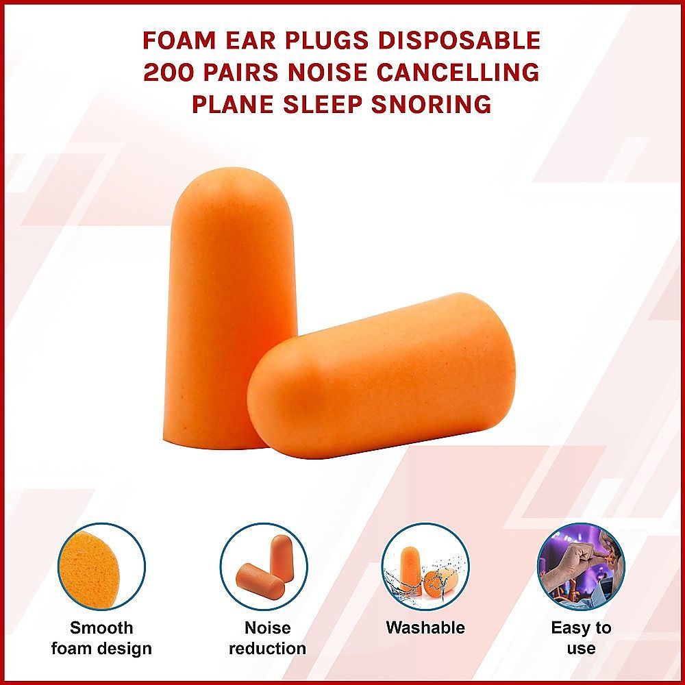 200 Pairs Disposable Foam Ear Plugs Noise Reducing Earplugs for Sleep Travel Work Study
