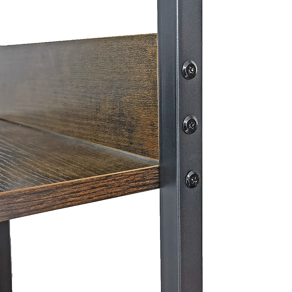 Industrial C Shaped Sofa Side Table with Wooden Shelf Couch Laptop - V63-840931