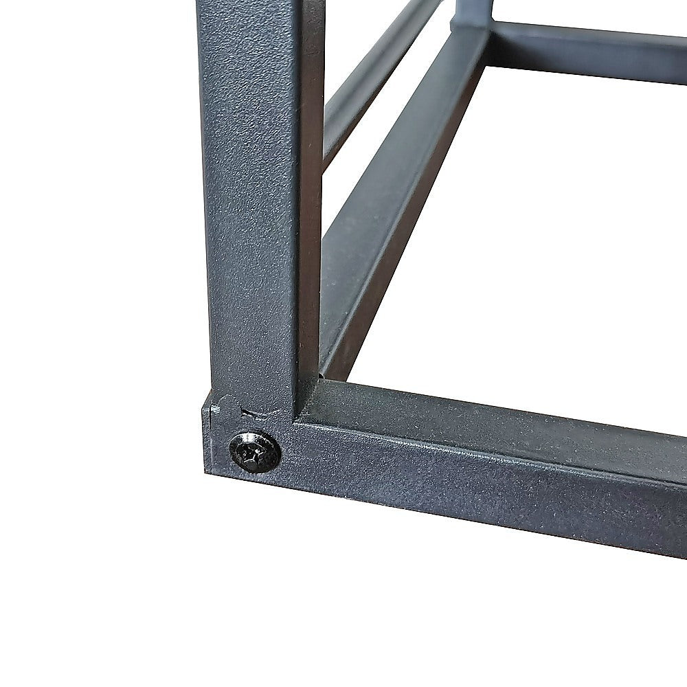 Industrial C Shaped Sofa Side Table with Wooden Shelf Couch Laptop - V63-840931