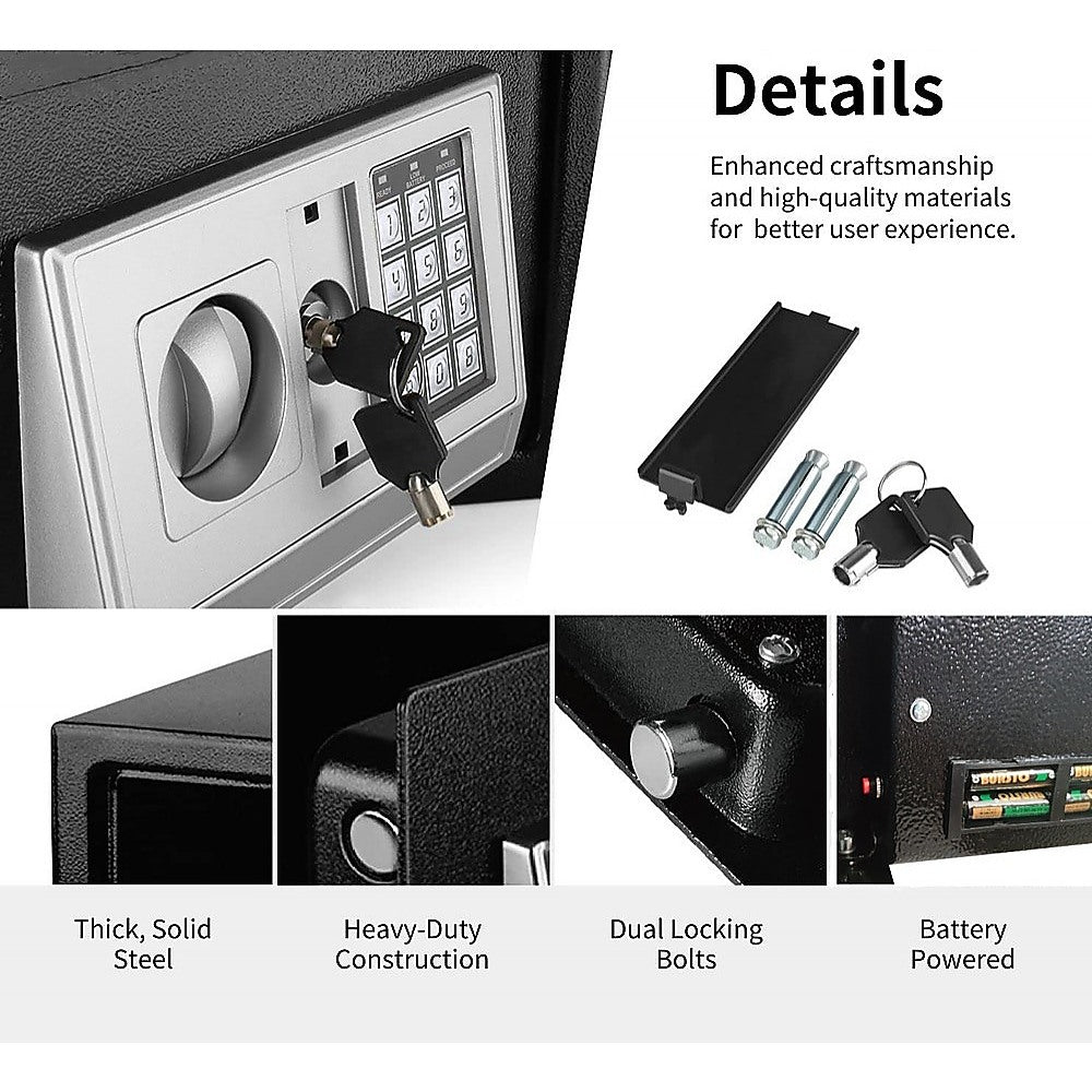 Electronic Digital Safe Security Box with Key Override Home - V63-840961