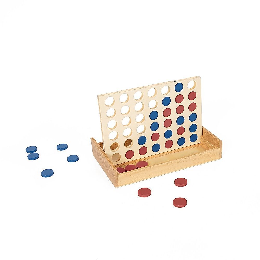 Wooden 4 in a Row Game Classic Family Board Game Educational Toy for Kids & Children