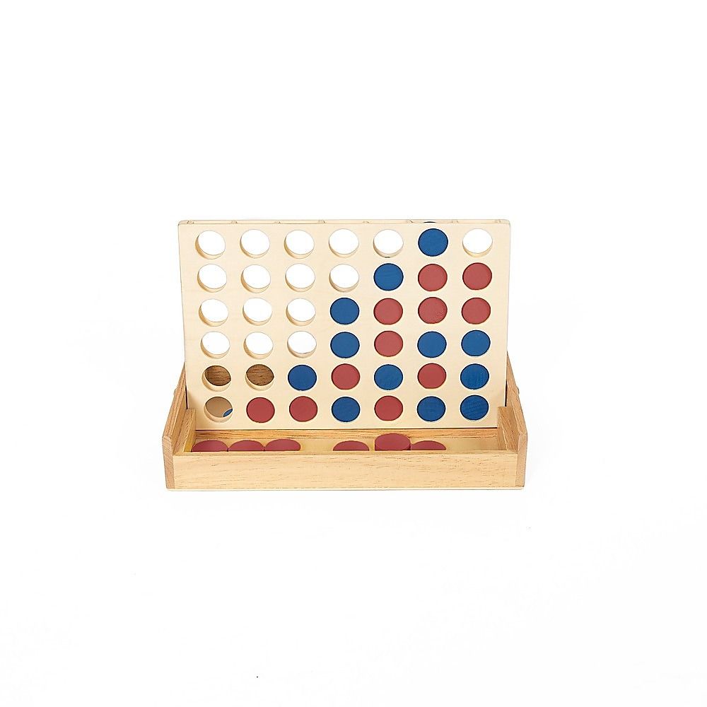 Wooden 4 in a Row Game Classic Family Board Game Educational Toy for Kids & Children