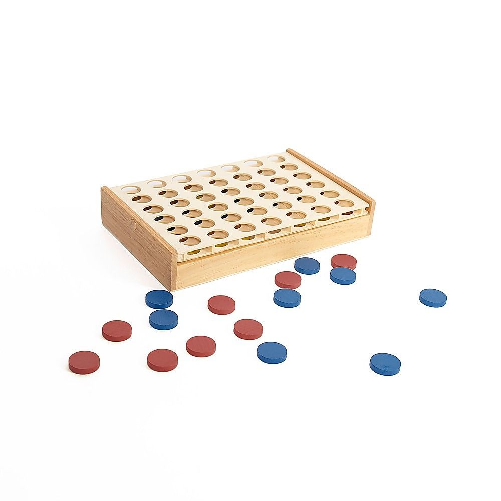 Wooden 4 in a Row Game Classic Family Board Game Educational Toy for Kids & Children