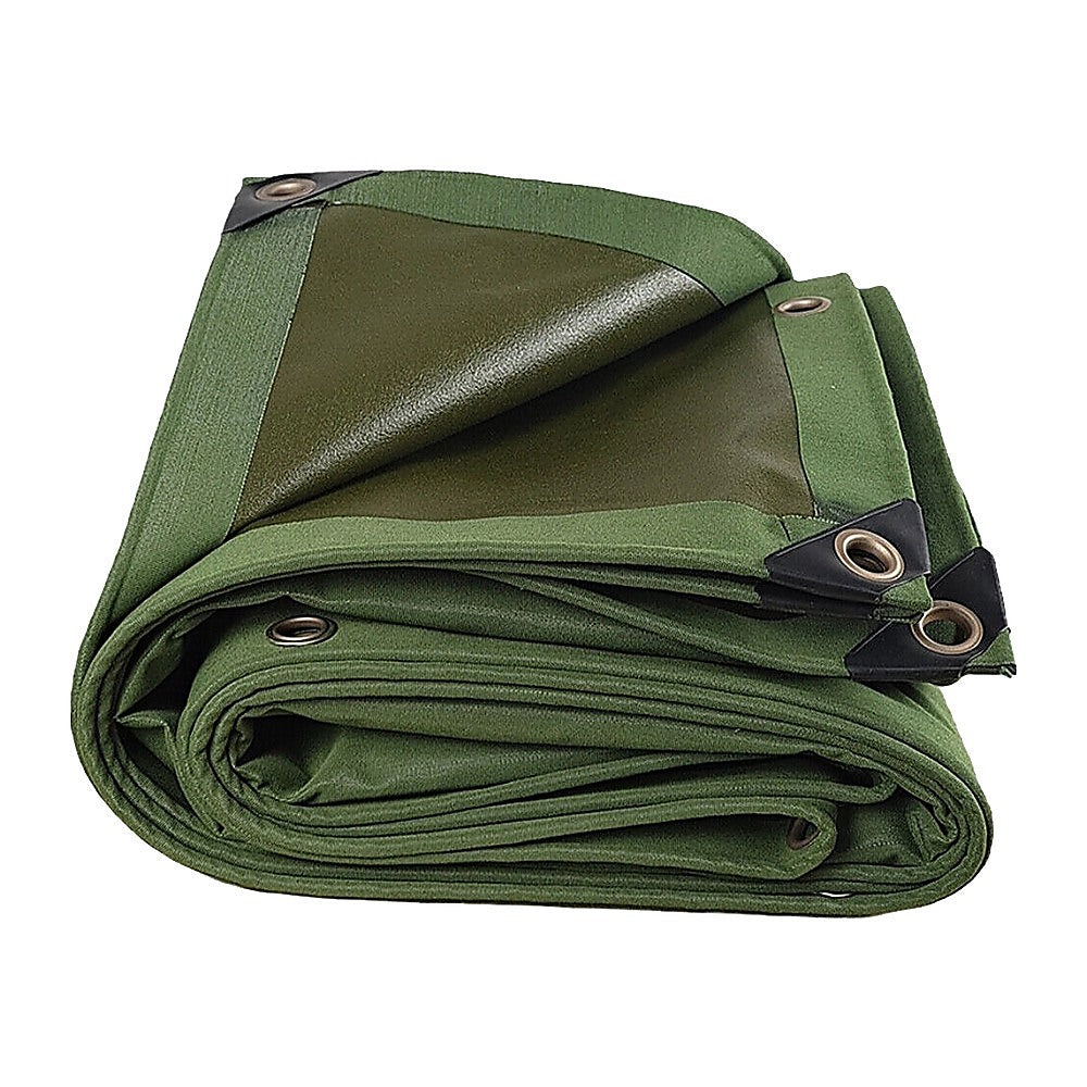 3x4M Army Heavy Duty Waterproof Canvas Tarp Tarpaulin Sun Blocked Dustproof