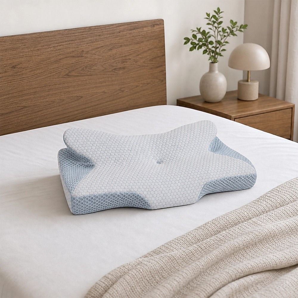 Memory Foam Contour Pillow with Dual Height Design & Washable Cover