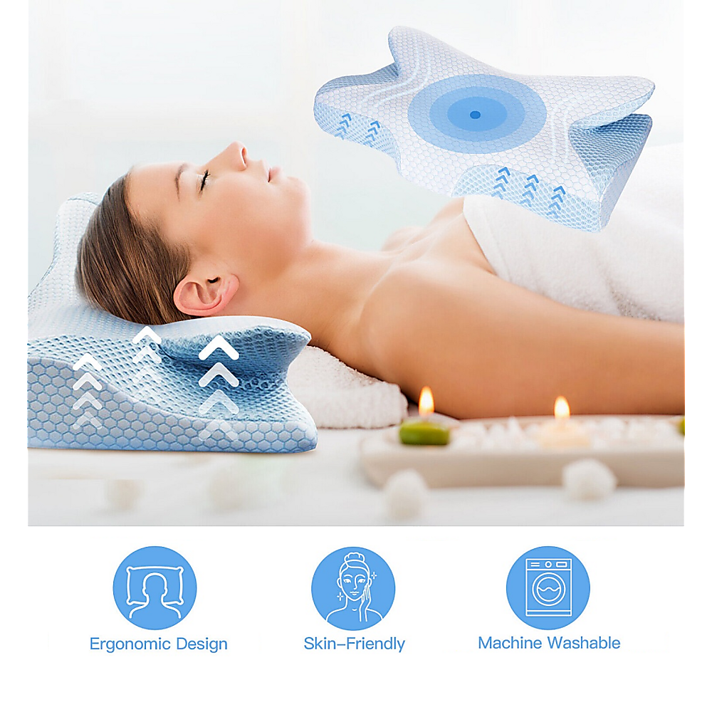 Memory Foam Contour Pillow with Breathable Washable Cover for Everyday Comfort