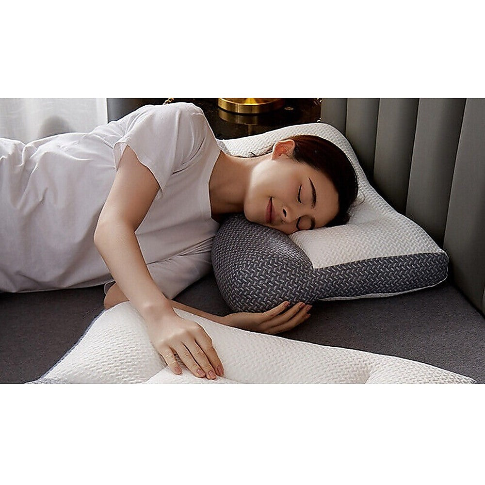 Ergonomic Contour Bed Pillow with Soybean Fibre Fill & Washable Cover