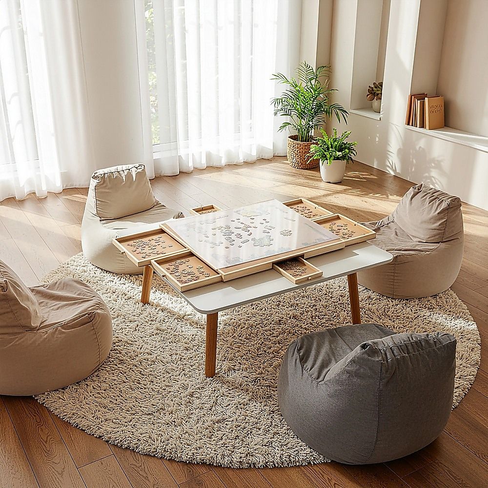 1500 Piece Rotating Wooden Jigsaw Puzzle Table 6 Drawers Board