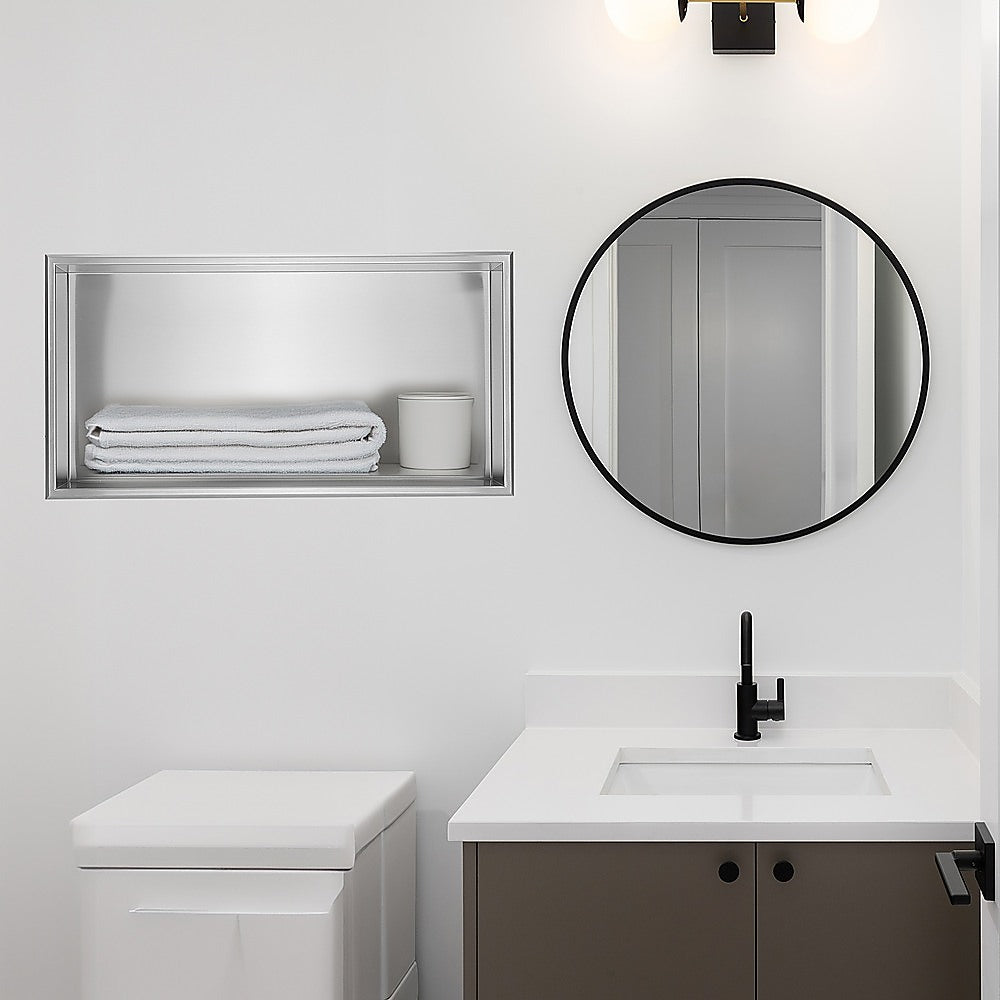 641 x 336 x 101mm Shower Niche Single Shelf Organizer No Tile - V63-900701