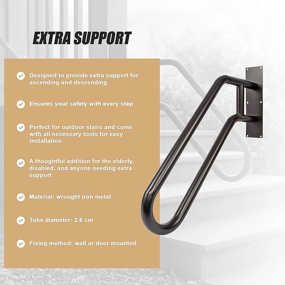 Metal Handrail For Outdoor Indoor Steps Stair Railing Safety Support Rail