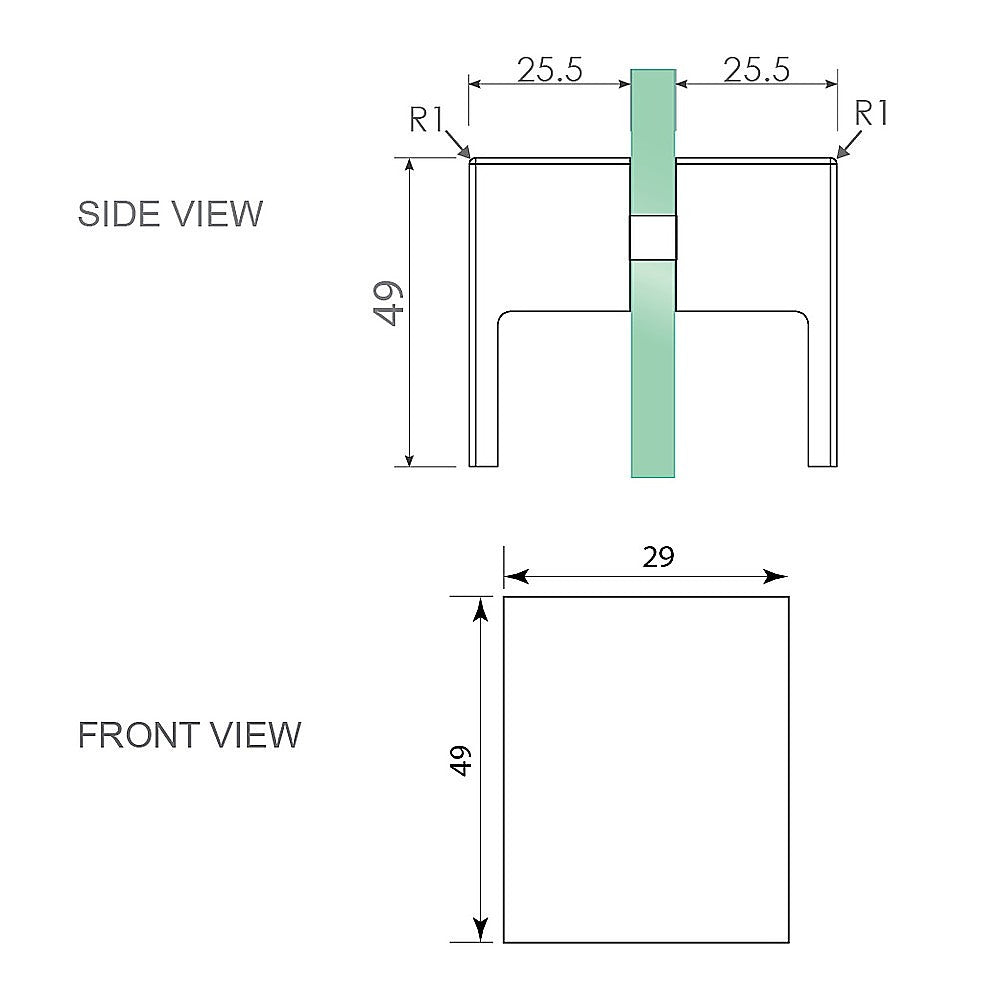 Brass Shower Door Square Double Pull Handle in Black