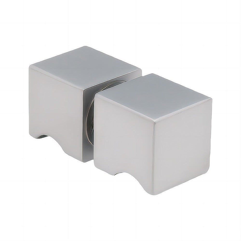 Brass Shower Door Square Knob Handle in Nickel