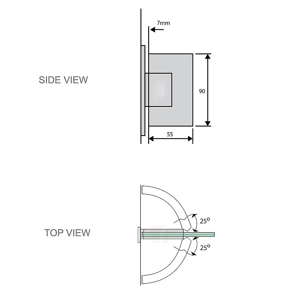90 Degree Stainless steel Glass Shower Door L-Hinge in Nickel