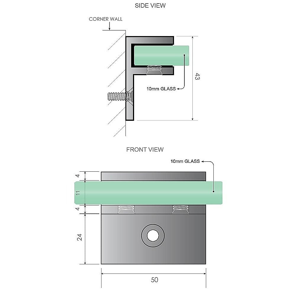 Glass-to-wall/floor Shower Screen F-Brackets in Black