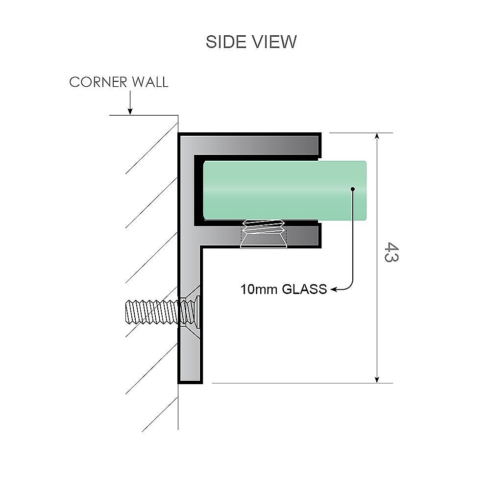 Glass-to-wall/floor Shower Screen F-Brackets in Chrome
