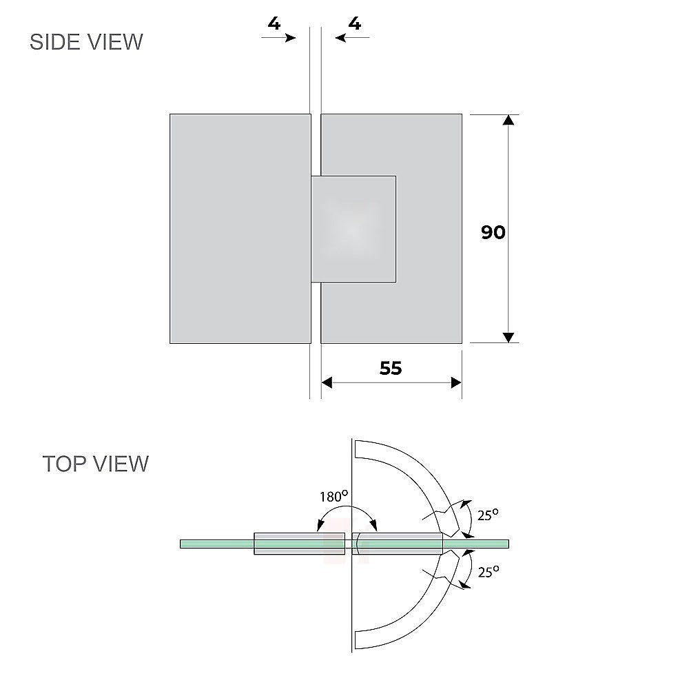 180 Degree Stainless steel Glass to Glass Shower Door Hinge in White