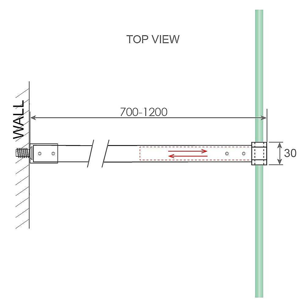 Glass Shower Screen Square Stabilising Pole in Nickel