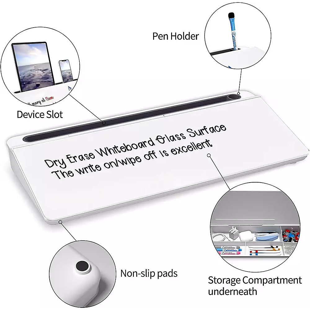 Glass Desktop Buddy Whiteboard Office Writing Desk