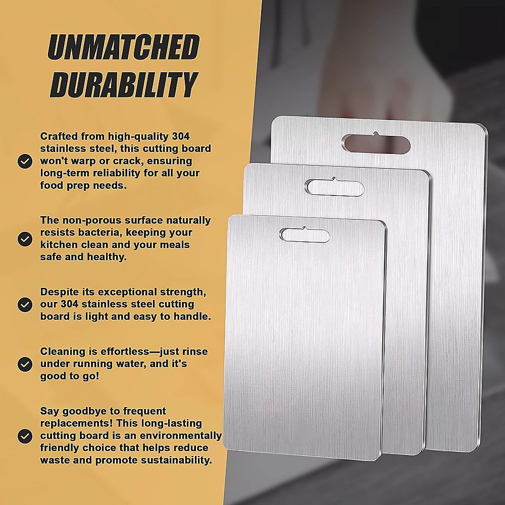 3 x 304SS Cutting Chopping Board Stainless Steel